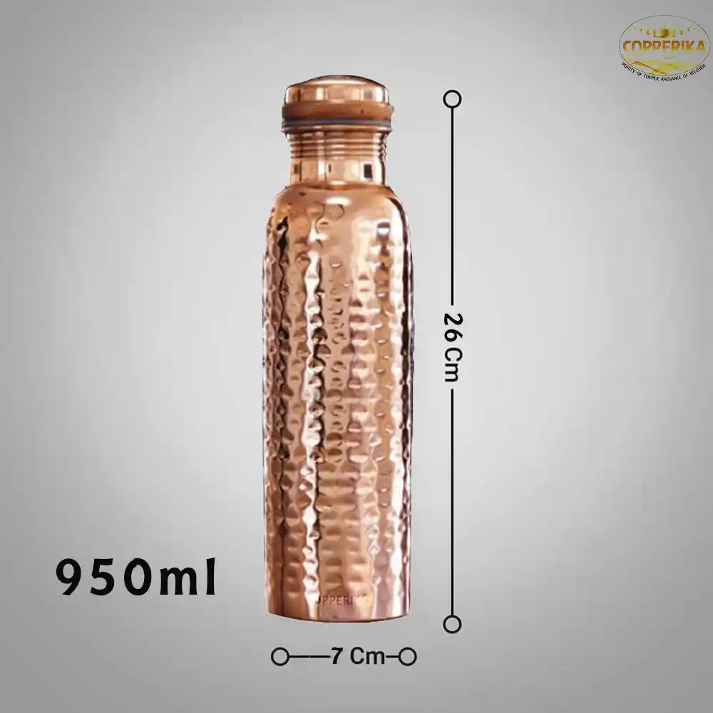 Hammered Polish Copper Water Bottle