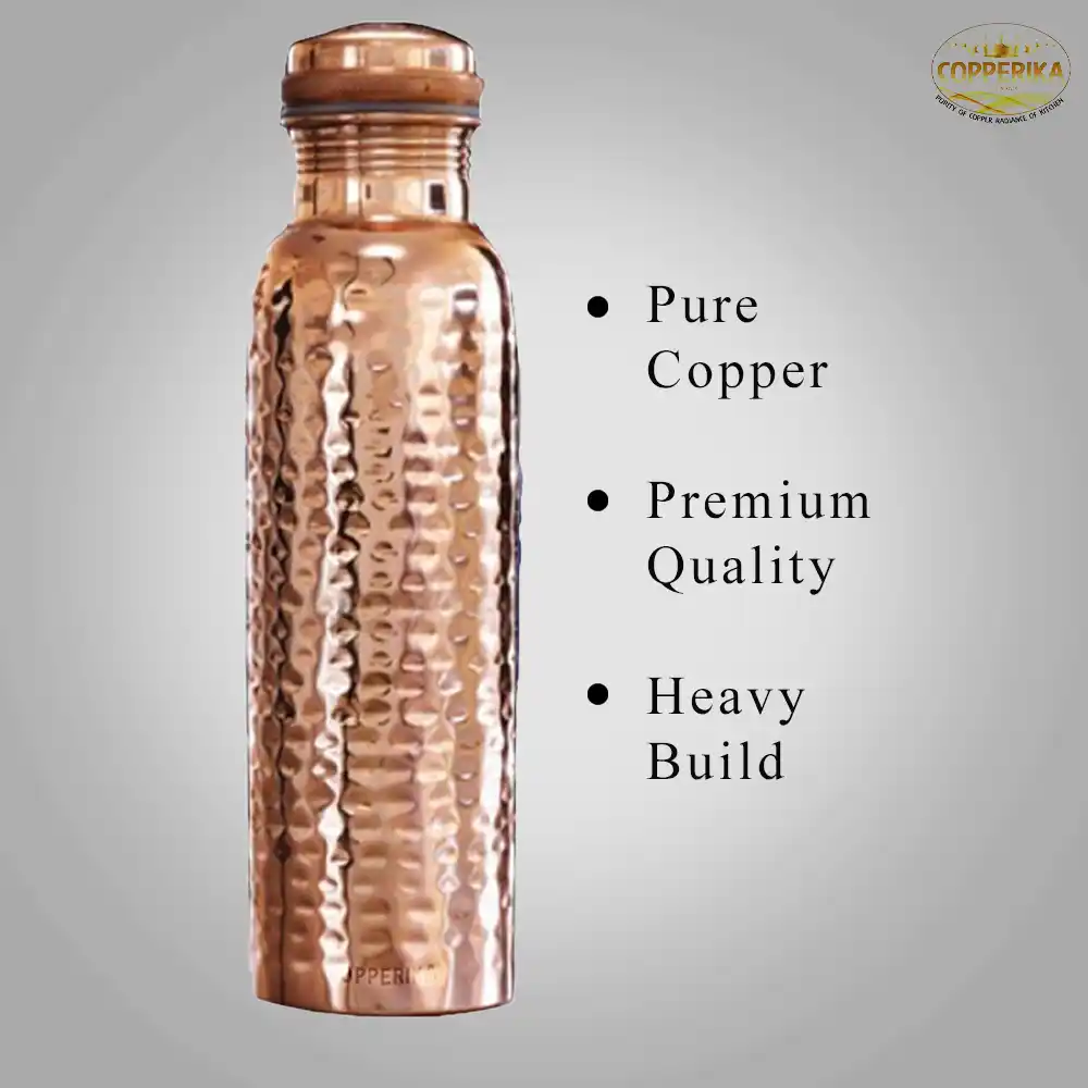 Hammered Polish Copper Water Bottle